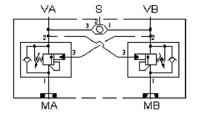 Motor Mount Manifold - Pilot-to-Open Check, Eaton/Char-Lynn 2000: Cross Pilot with Shuttle