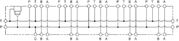 Hydraulic Bar Manifold - Relief, 5 Station, Parallel Circuit with Relief Cavity